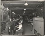 Students with textile machinery, Broad and Pine