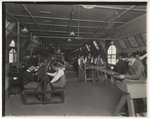 Students with textile machinery, Broad and Pine