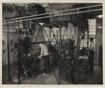 Students with textile machinery, Dave Giese