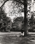 East Falls campus, student studying outdoors