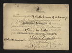 Philadelphia Medical Society Certificate for Benjamin Rush Erwin by Philip Syng Physick, MD; Samuel Jackson; Robert M. Dunbar; and Joseph Parrish