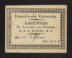 Transylvania University. Lectures On Anatomy and Surgery. By B.W. Dudley, M.D. Mr. Atkinson Pelham by B. W. Dudley, MD and Atkinson Pelham