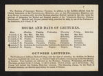 Jefferson Medical College Lecture Schedule (verso) by Samuel C. Foster