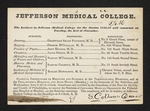 Jefferson Medical College Lecture Schedule by Samuel Colhoun, MD and S. M.E. Goheen
