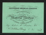 Jefferson Medical College of Philadlephia. Lectures on Materia Medica and General Therapeutics. By Robert M. Huston, M.D. For Mr. William G. Romig. Nov. 1843 by Robert M. Huston, MD and William G. Romig