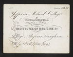 Jefferson Medical College of Philadelphia. Lectures on Institutes of Medicine &c. By Professor Dunglison. Admit Mr. John Keys. by Robley Dunglison, MD and John Keys