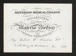 Jefferson Medical College of Philadelphia. Lectures on Materia Medica and General Therapeutics. By Robert M. Huston, M.D. For Mr. Henry U. Umstad Nov. 1850 by Robert M. Huston, MD and Henry U. Umstad