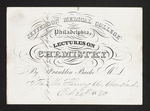 Jefferson Medical College of Philadelphia. Lectures on Chemistry By Franklin Bache M.D. For Mr. Henry U. Umstad. Oct. 24th 1850. by Franklin Bache, MD and Henry U. Umstad
