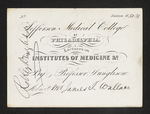 Jefferson Medical College of Philadelphia. Lectures on Institutes of Medicine &c. By Professor Dunglison. Admit Mr. James J. Wallace. by Robley Dunglison, MD and James J. Wallace