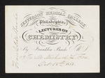 Jefferson Medical College of Philadelphia. Lectures on Chemistry By Franklin Bache M.D. For Mr. Michael L. Fox. Oct. 18th 1851. by Franklin Bache, MD and Michael Leonard Fox