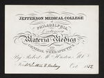 Jefferson Medical College of Philadelphia. Lectures on Materia Medica and General Therapeutics. By Robert M. Huston, M.D. For Mr. Luther F. Halsey Oct. 1852 by Robert M. Huston, MD and Luther F. Halsey
