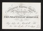 Jefferson Medical College of Philadelphia. Lectures on the Practice of Medicine, By John K. Mitchell, M.D. For Mr. Luther F. Halsey Pa. Oct. 1852 by John K. Mitchell, MD and Luther F. Halsey