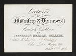 Lectures on Midwifery & Diseases of Women & Children at Jefferson Medical College. Admit Mr. Luther F. Halsey. Cha.s D. Meigs, M.D. Philad.a Oct 1852 by Charles D. Meigs, MD and Luther F. Halsey