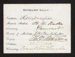 Matriculation. Mr. Luther F. Halsey Of the State of Penna is regularly Matriculated in the Jefferson Medical College, for the Ensuing Session. Philad.a Oct.r 1852 R.M. Huston, Dean (verso) by Robert M. Huston, MD and Luther F. Halsey