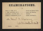 Jefferson Medical College Examination Ticket by S. Weir Mitchell, MD and Luther F. Halsey