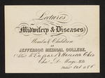Lectures on Midwifery & Diseases of Women & Children at Jefferson Medical College. Admit Mr. Eugene B. Harrison Ohio Cha.s D. Meigs, M.D. Philad.a Oct 1856 by Charles D. Meigs, MD and Eugene B. Harrison