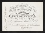 Jefferson Medical College of Philadelphia. Lectures on Chemistry By Franklin Bache M.D. For Mr. Eugene B. Harrison. Oct. 18th 1856. by Franklin Bache, MD and Eugene B. Harrison