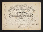 Jefferson Medical College of Philadelphia. Lectures on Chemistry By Franklin Bache M.D. For Mr. James D. Noble. Oct. 28th 1859. by Franklin Bache, MD and James D. Noble