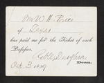 Mr. W.H. Price of Texas has paid me for the Ticket of each Professor. Robley Dunglison, Dean. Oct. 3 1859 by Robley Dunglison, MD and William H. Price