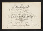 Matriculation. Mr. W.H. Price Of the State of Texas is regularly Matriculated in the Jefferson Medical College, for the Ensuing Session. Philad.a Oct.3 1859 Robley Dunglison, Dean by Robley Dunglison, MD and William H. Price