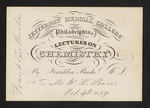 Jefferson Medical College of Philadelphia. Lectures on Chemistry By Franklin Bache M.D. For Mr. W.H. Price, Oct. 4th 1859. by Franklin Bache, MD and William H. Price
