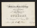 Jefferson Medical College of Philadelphia. Lectures on Surgery. By Samuel D. Gross M.D. Admit Mr. W.H. Price 1859-60 by Samuel D. Gross, MD and William H. Price