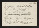 Jefferson Medical College of Philadelphia. Lectures on Institutes of Medicine &c. By Professor Dunglison. Admit Mr. R.M. Girvin. by Robley Dunglison, MD and Robert M. Girvin