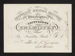 Jefferson Medical College of Philadelphia. Lectures on Chemistry By Franklin Bache M.D. For Mr. R.M. Girvin. Oct. 8th 1860. by Franklin Bache, MD and Robert M. Girvin