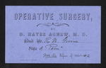 Operative Surgery, By D. Hayes Agnew, M.D. Admit Mr. RM. Girvin State of Penna Winter Session of 1861-62 by D. Hayes Agnew, MD and Robert M. Girvin