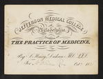 Jefferson Medical College of Philadelphia. Lectures on the Practice of Medicine, By S. Henry Dickson MD. LLD. For Mr. William Rice Oct.r 1861 by Samuel Henry Dickson, MD, LLD and William Rice