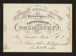 Jefferson Medical College of Philadelphia. Lectures on Chemistry By Franklin Bache M.D. For Franklin B. Lippincott. Oct. 17th 1862 by Franklin Bache, MD and Franklin B. Lippincott