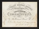 Jefferson Medical College of Philadelphia. Lectures on Chemistry By B. Howard Rand M.D. For Mr Joseph F. Dangerfield 9th Oct 1865 by Benjamin Howard Rand, MD and Joseph F. Dangerfield